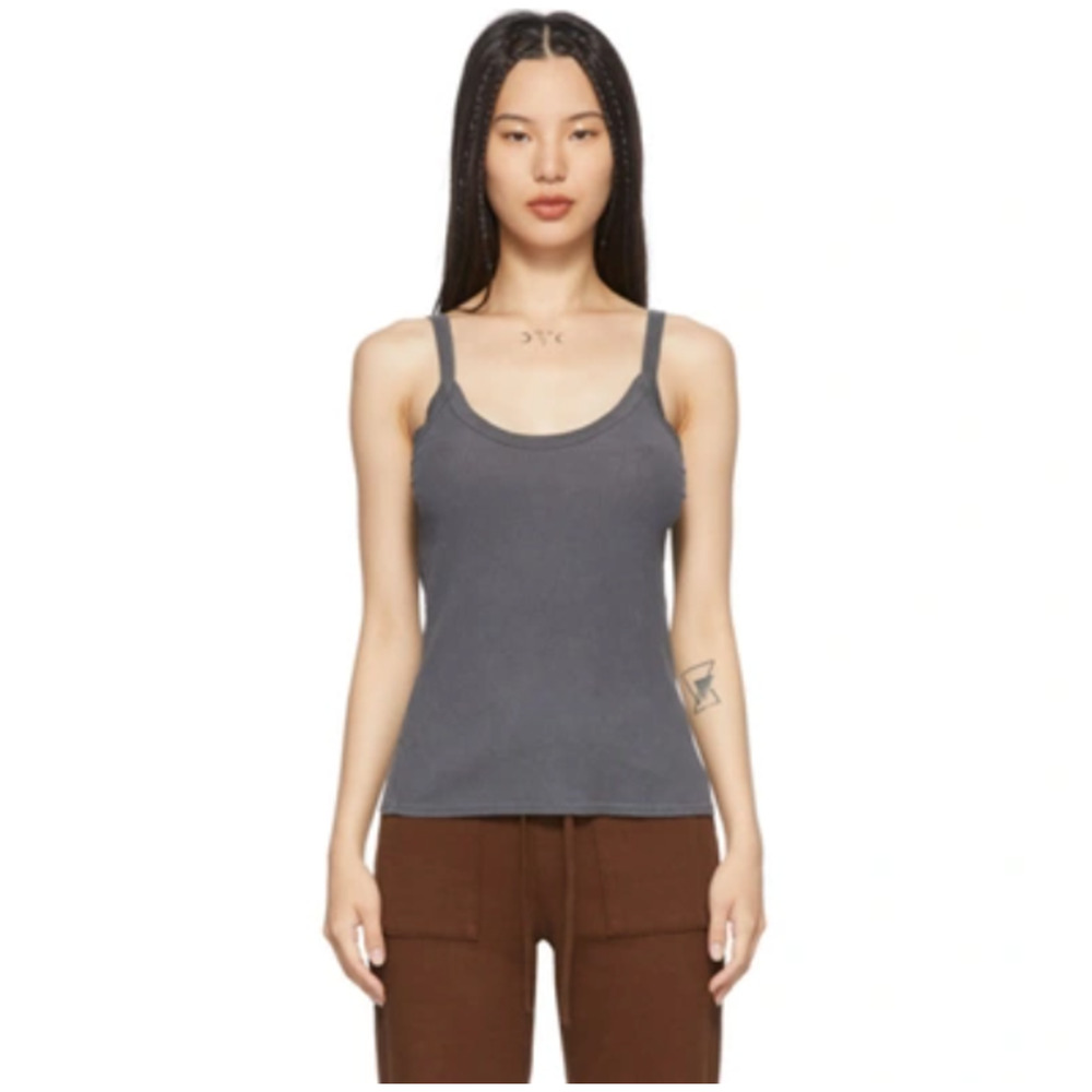 LACAUSA Women's Medium Maya Slate Gray Ribbed $45 msrp Cotton Knit Tank H8-2